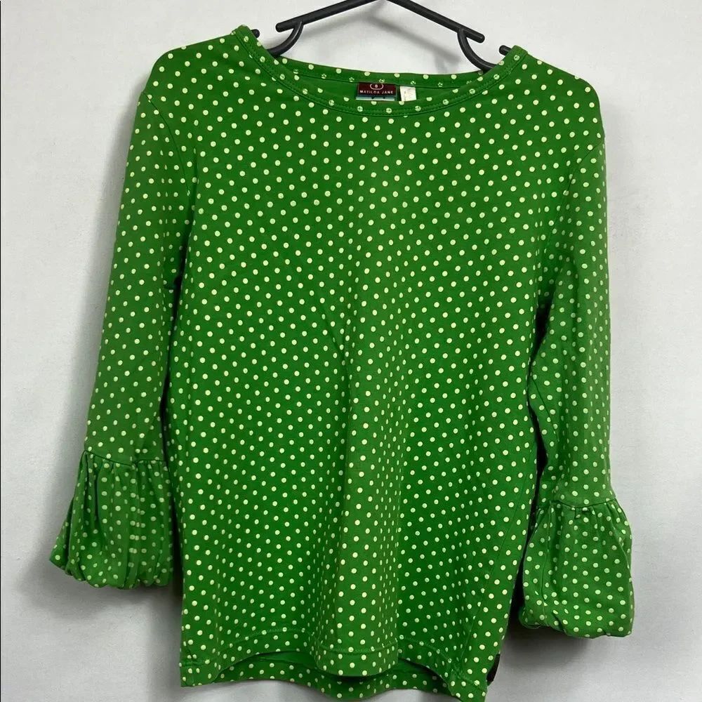 Matilda Jane green Polka dot long sleeve top size 8